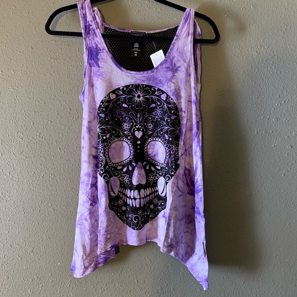 Midnight Hours Tops - Glitter Skull Top
